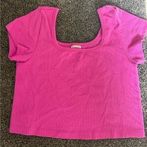 PINK Victoria's Secret Fuchsia Ribbed Cropped Top
